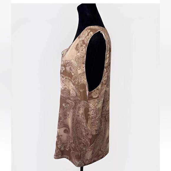 Hutton Wilkinson 1X Tank Top Shirt Paisley Brown Sleeveless Dressy Blouse Y2K - Picture 3 of 6